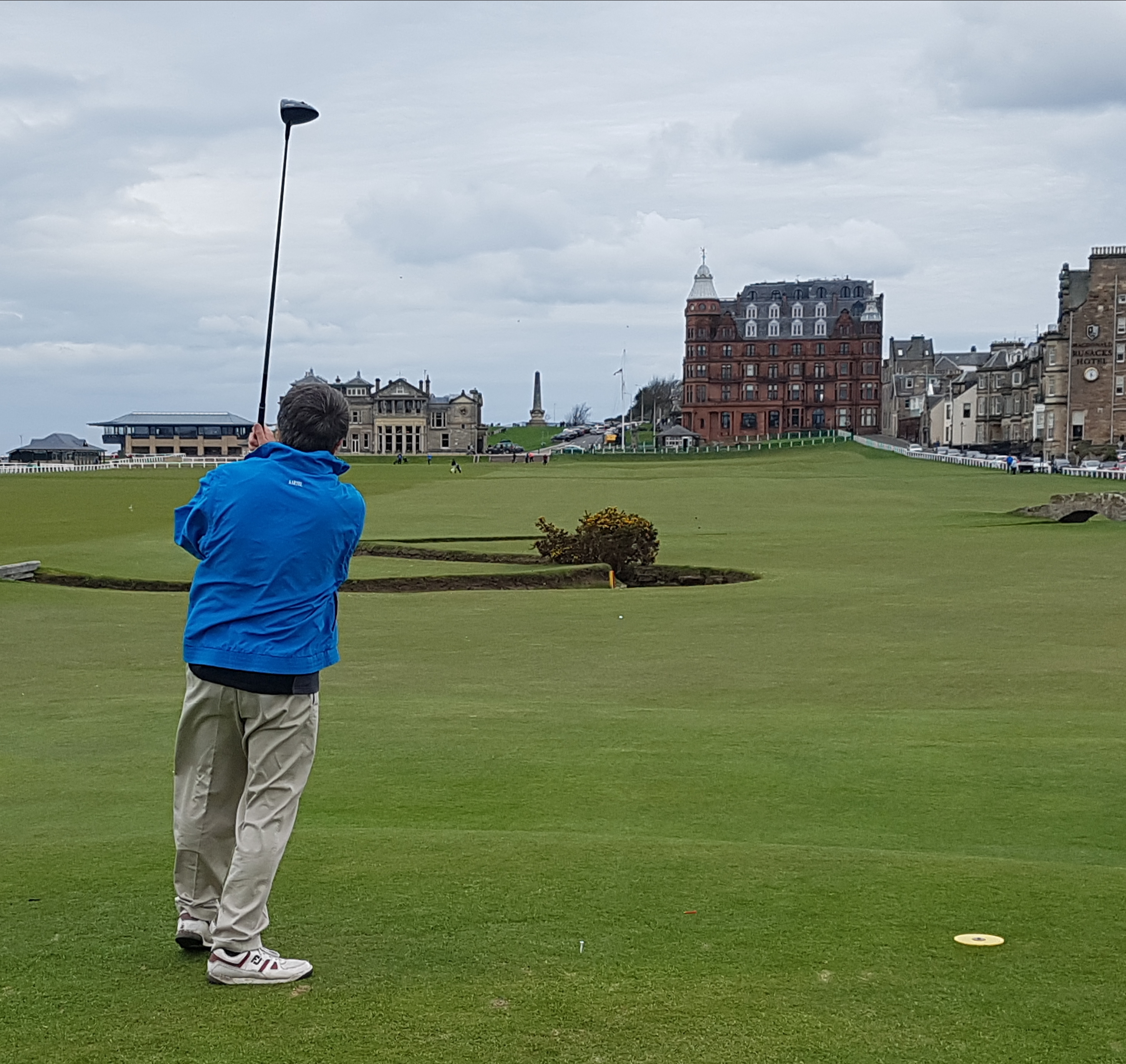 Dave Facey tees off the 18th on the Old Course on route to a share of second in the Presidents Putter.