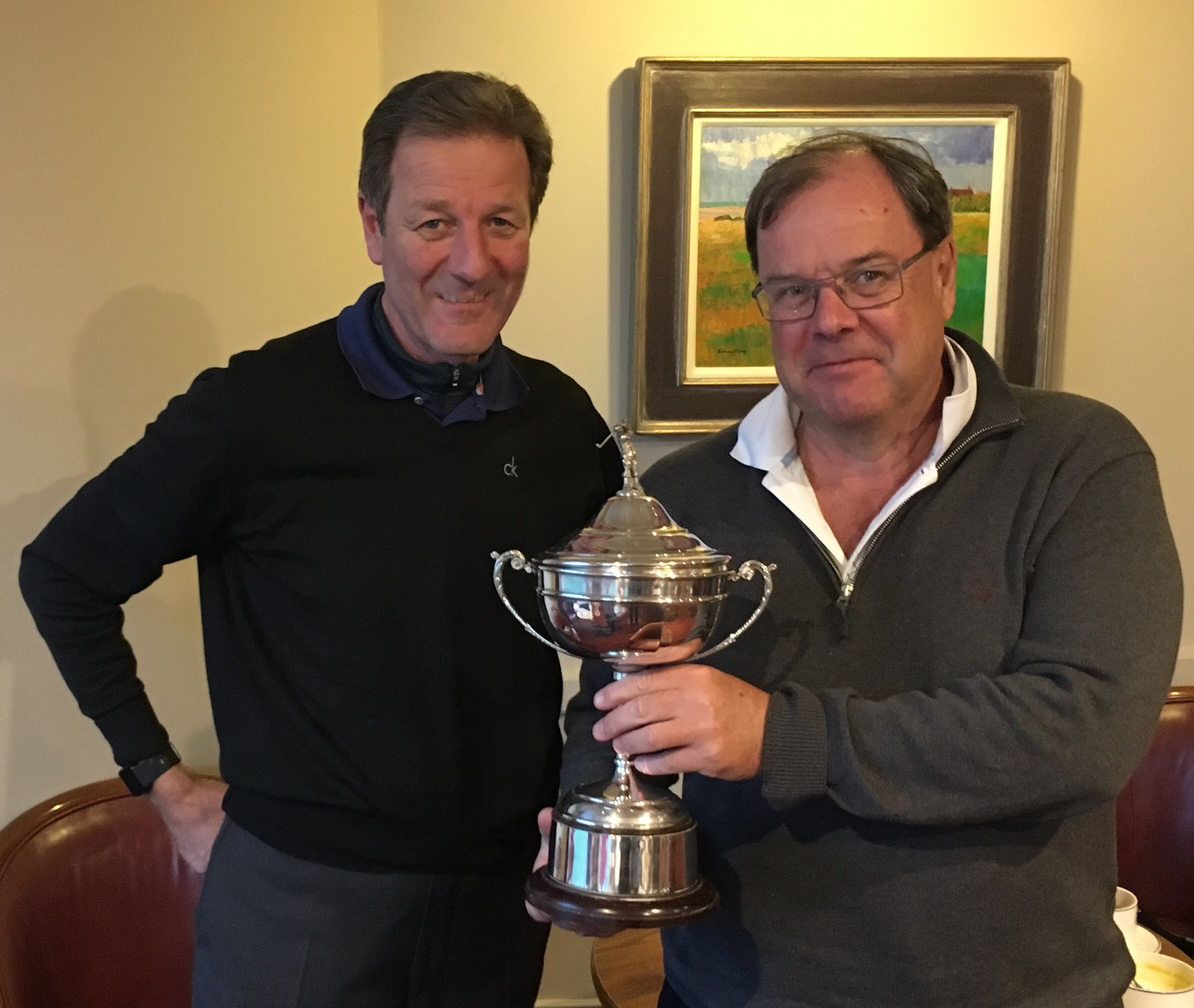 AGW Golf Captain, Peter Dixon with AGW ETIQUS Golfer of the Year Colin Callander. (Photo - Thank you to David Cannon.) 