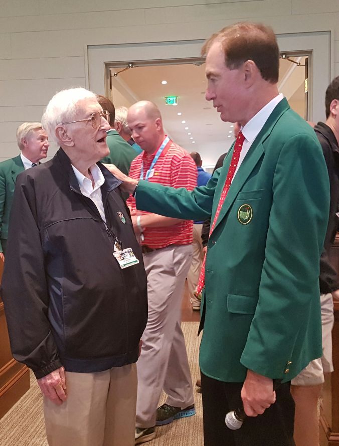 Craig Heatley congratulates Dan Jenkins 2017 Masters.
