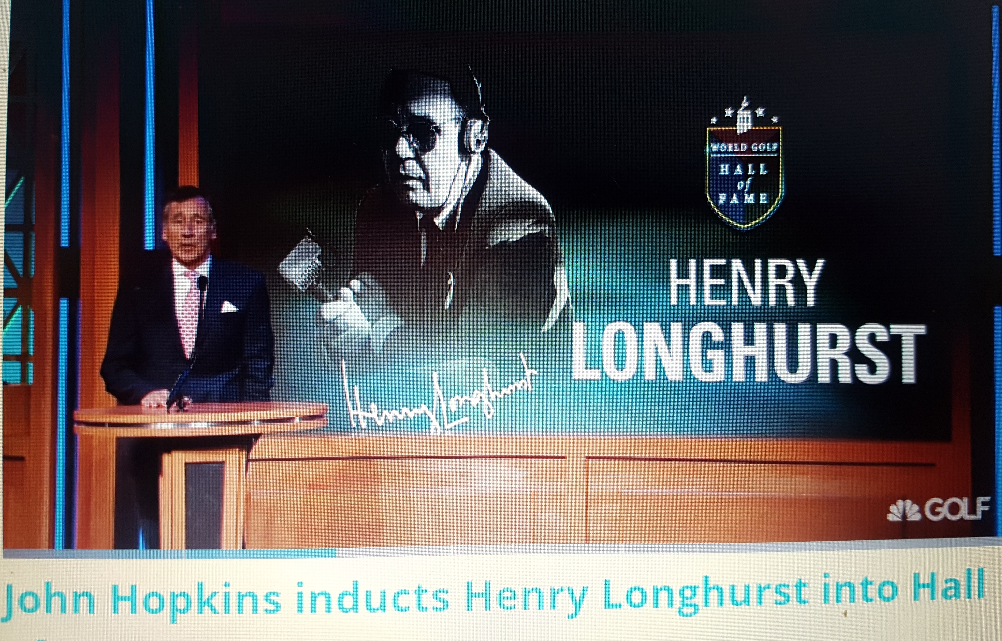 Former AGW Chairman John Hopkins speaks on behalf of Henry Longhurst - 2017 Golf Hall of Fame ceremony in New York.